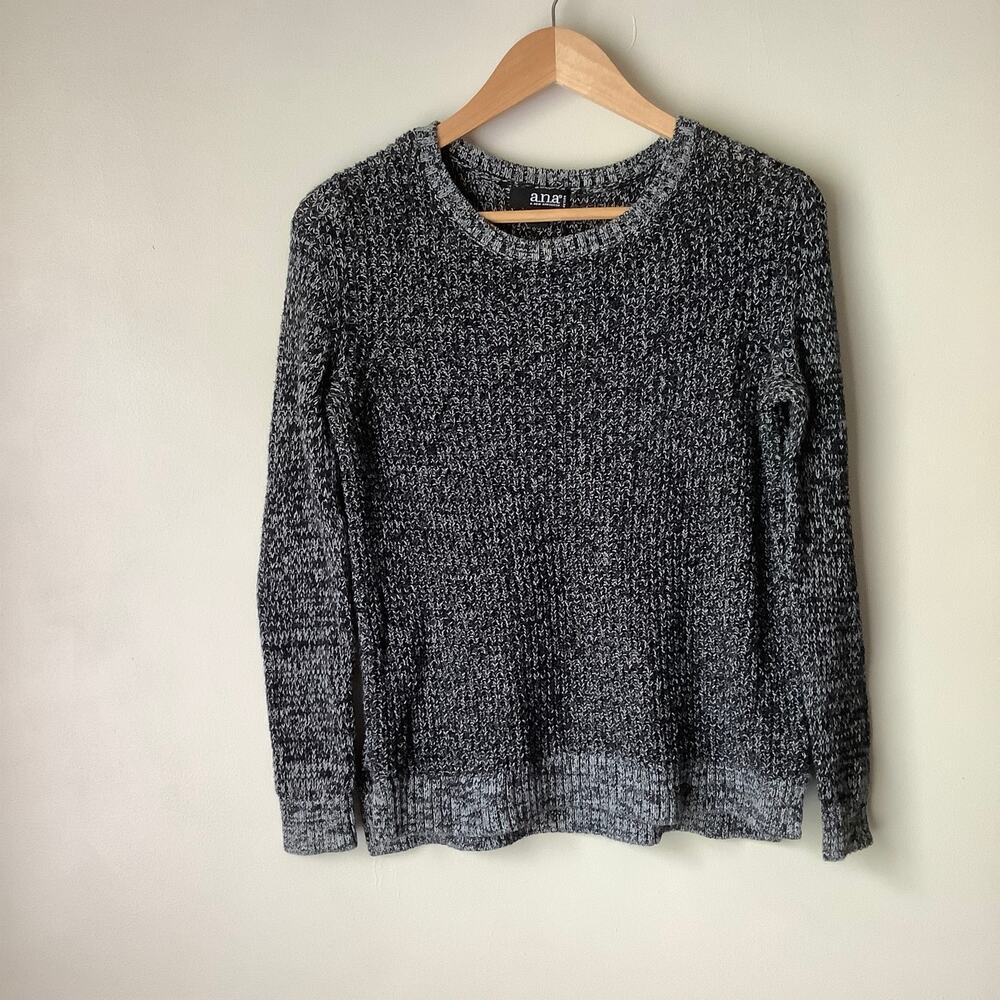 a.n.a Womens Gray Long Sleeve Scoop Neck Sweater SIze PM